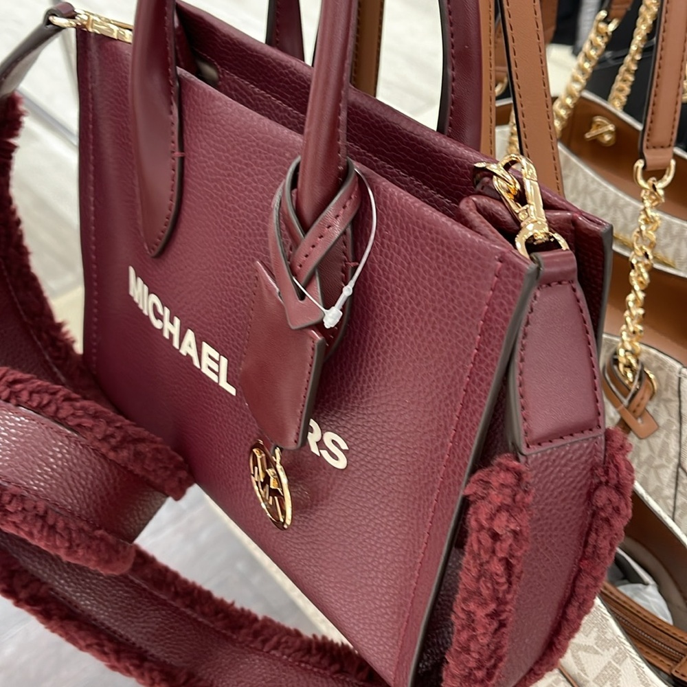 Michael Kors Mirella Small Pebbled Leather Shopper Top Zip Crossbody XBody Bag - Picture 14 of 16